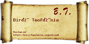 Biró Teofánia névjegykártya